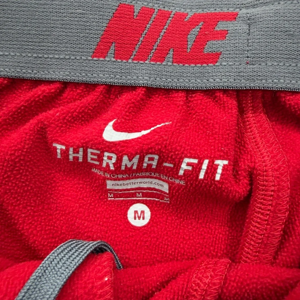 Nike Mens Therma-FIT Fleece Sweatpants Red‎ Grey Bungee Hem Size M